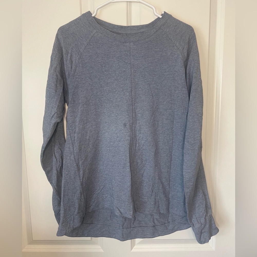 Athleta Sweatshirt Womens M Blue Farallon Terry Pullover Sweats Crewneck Beachy - Picture 4 of 9